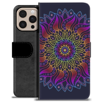 iPhone 16 Pro Max Premium Schutzhülle mit Geldbörse - Buntes Mandala
