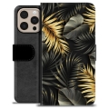 iPhone 16 Pro Max Premium Schutzhülle mit Geldbörse - Goldene Blätter