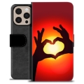 iPhone 16 Pro Max Premium Schutzhülle mit Geldbörse - Herz-Silhouette