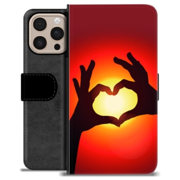 iPhone 16 Pro Max Premium Schutzhülle mit Geldbörse - Herz-Silhouette