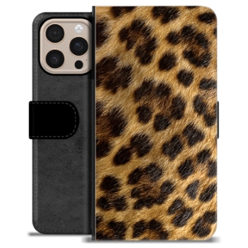 iPhone 16 Pro Max Premium Schutzhülle mit Geldbörse - Leopard