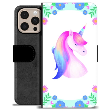 iPhone 16 Pro Max Premium Schutzhülle mit Geldbörse - Einhorn