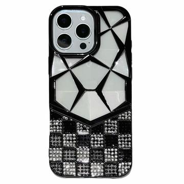 iPhone 16 Pro Max Strass Geometrisches Diamant-Muster Hülle - Schwarz
