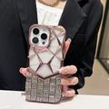 iPhone 16 Pro Max Strass Geometrisches Diamant-Muster Hülle - Rosa