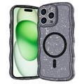 iPhone 16 Pro Max Wave-Edge Laser Glitter MagSafe Hülle - Schwarz Transluzent