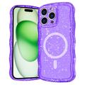 iPhone 16 Pro Max Wave-Edge Laser Glitter MagSafe Hülle - Transluzent Lila
