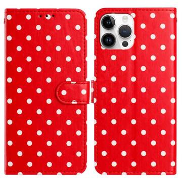 iPhone 16 Pro Polka-Dot-Muster Wallet Hülle - Rot