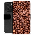 iPhone 16 Pro Premium Schutzhülle mit Geldbörse - Kaffeebohnen