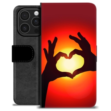 iPhone 16 Pro Premium Schutzhülle mit Geldbörse - Herz-Silhouette