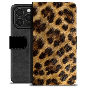 iPhone 16 Pro Premium Schutzhülle mit Geldbörse - Leopard