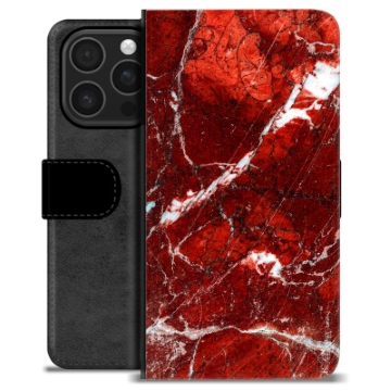 iPhone 16 Pro Premium Schutzhülle mit Geldbörse - Roter Marmor