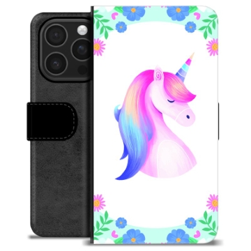 iPhone 16 Pro Premium Schutzhülle mit Geldbörse - Einhorn