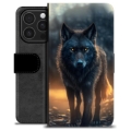 iPhone 16 Pro Premium Schutzhülle mit Geldbörse - Wolf