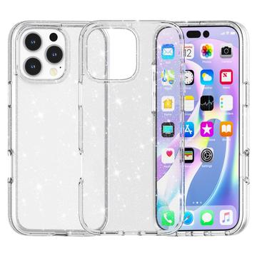 iPhone 16 Pro Stylish Glitter Serie Hybrid Hülle - Weiß
