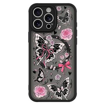 iPhone 16 Pro Stilvolle magnetische Schutzhülle - Schmetterlinge / Rosen