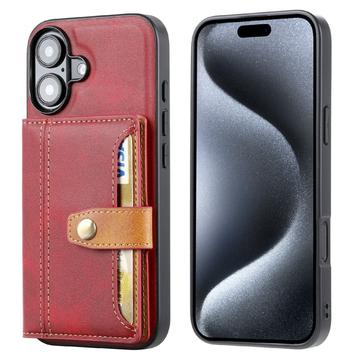 iPhone 16 Retro Style Hülle mit Geldbörse - Rot