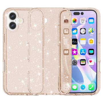iPhone 16 Stylish Glitter Serie Hybrid Hülle - Gold