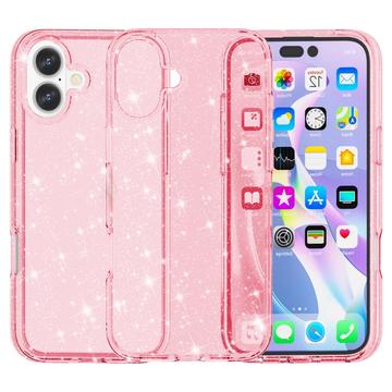 iPhone 16 Stylish Glitter Serie Hybrid Hülle - Rosa
