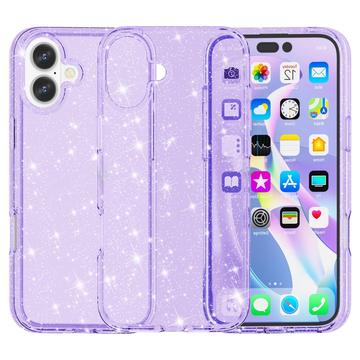 iPhone 16 Stylish Glitter Serie Hybrid Hülle - Purpur