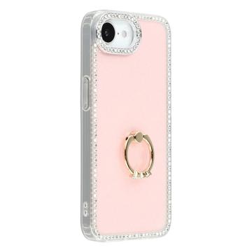 iPhone 16e CrystalGlow Hybrid Hülle mit Ringhalterung - Rosa