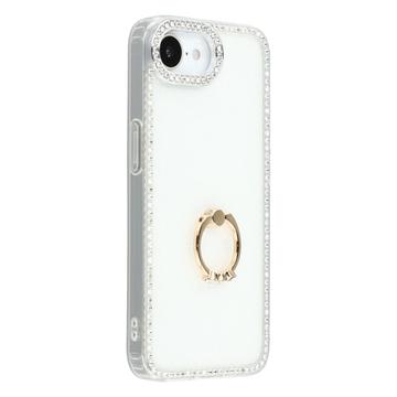 iPhone 16e CrystalGlow Hybrid Hülle mit Ringhalterung - Weiß