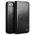 iPhone 16e Qialino Classic Lederhülle mit Geldbörse - Schwarz