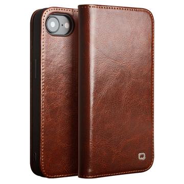 iPhone 16e Qialino Classic Lederhülle mit Geldbörse - Dunkelbraun