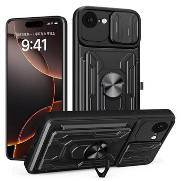 iPhone 16e Drehring-Hybrid Hülle mit Kameraschutz - Schwarz