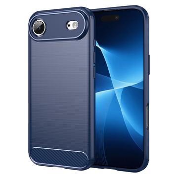 iPhone 17 Air Gebürstete TPU Hülle - Karbonfaser - blau