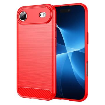 iPhone 17 Air Gebürstete TPU Hülle - Karbonfaser - rot