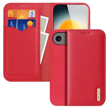 iPhone 17 Air Dux Ducis Hivo Lederhülle mit Geldbörse - Rot