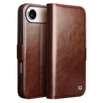 iPhone 17 Air Qialino Classic Lederhülle mit Geldbörse - Dunkelbraun
