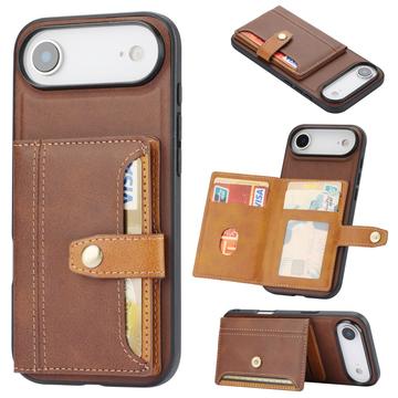 iPhone 17 Air Retro Style Hülle mit Geldbörse - Braun