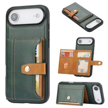 iPhone 17 Air Retro Style Hülle mit Geldbörse - Grün