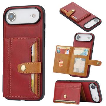 iPhone 17 Air Retro Style Hülle mit Geldbörse - Rot