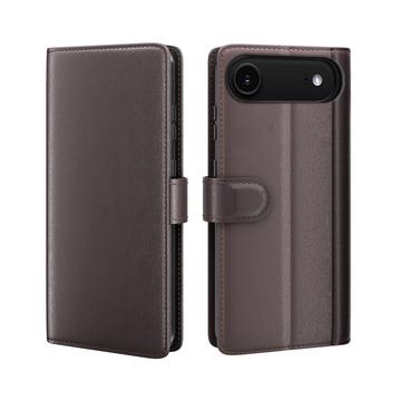 iPhone 17 Air Lederhülle mit Geldbörse und Ständer - Braun