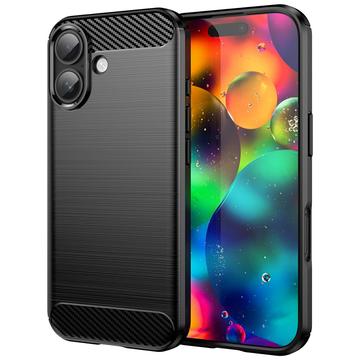 iPhone 17 Gebürstete TPU Hülle - Karbonfaser - Schwarz