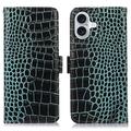 iPhone 17 Crocodile Serie Lederhülle mit Geldbörse mit RFID - Grün