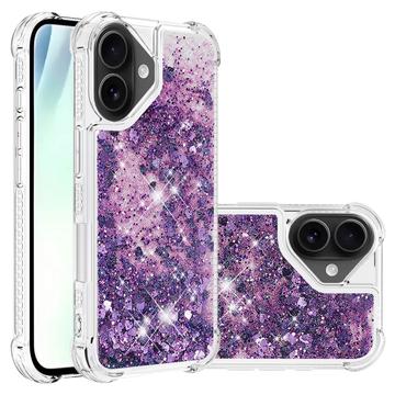 iPhone 17 Glitter Quicksand TPU Hülle - lila Herzen