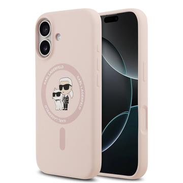 iPhone 17 Karl Lagerfeld Karl and Choupette Flüssigkeit Silikon MagSafe Hülle - Rosa