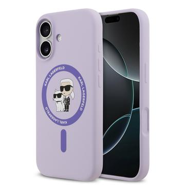 iPhone 17 Karl Lagerfeld Karl and Choupette Flüssigkeit Silikon MagSafe Hülle - Purpur