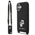 iPhone 17 Karl Lagerfeld Saffiano Crossbody Metal Karl & Choupette Hülle - Schwarz