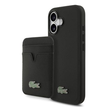 iPhone 17 Lacoste Iconic Petit Pique MagSafe Hülle & magnetischer Kartenhalter - Schwarz