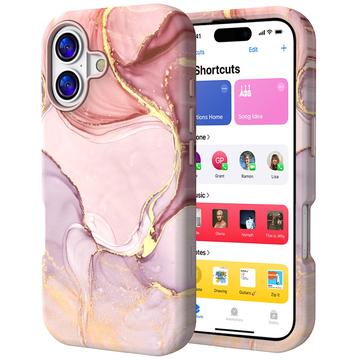 iPhone 17 Luxus-Marmor-Hybridhülle - Rosa / Gold