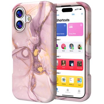 iPhone 17 Luxus-Marmor-Hybridhülle - Lila / Gold
