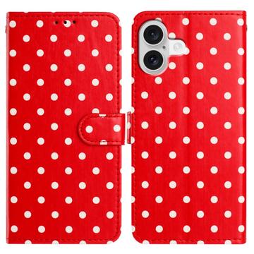 iPhone 17 Polka-Dot-Muster Wallet Hülle - Rot