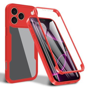 iPhone 17 Pro 360 Schutz Hülle - Rot / Durchsichtig