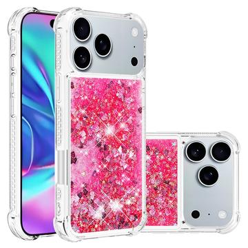 iPhone 17 Pro Glitter Quicksand TPU Hülle - rosa Herzen
