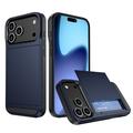 iPhone 17 Pro Hybrid-Hülle mit Verschiebbarem Kartensteckplatz - Dunkel Blau