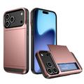iPhone 17 Pro Hybrid-Hülle mit Verschiebbarem Kartensteckplatz - Roségold